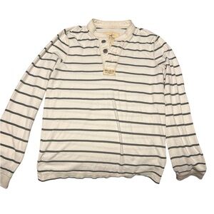 Hollister White and Gray Striped Long Sleeve Shirt